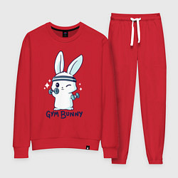 Костюм хлопковый женский Gym bunny, цвет: красный