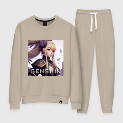 Костюм хлопковый женский Genshin Impact art, цвет: миндальный