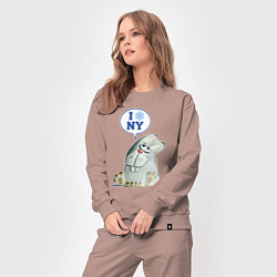 Костюм хлопковый женский Заяц-ёлочная игрушка, цвет: пыльно-розовый — фото 2