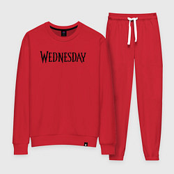Костюм хлопковый женский Logo black Wednesday, цвет: красный