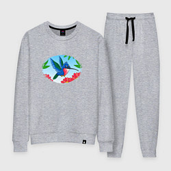 Костюм хлопковый женский Мультяшная колибри, цвет: меланж