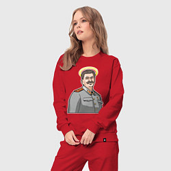 Костюм хлопковый женский Сталин с нимбом, цвет: красный — фото 2