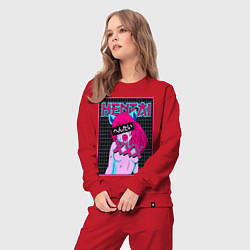 Костюм хлопковый женский Hentai blue redhead girl art, цвет: красный — фото 2