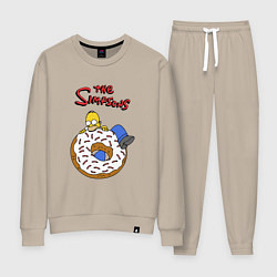 Костюм хлопковый женский Гомер на пончике, цвет: миндальный