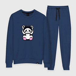 Костюм хлопковый женский Милая панда в капюшоне, цвет: тёмно-синий