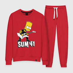 Костюм хлопковый женский Sum41 Барт Симпсон рокер, цвет: красный