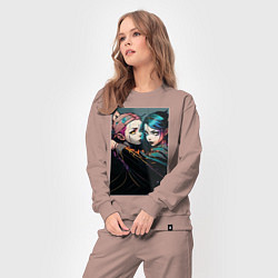 Костюм хлопковый женский Уэнсдэй и Энид подруги, цвет: пыльно-розовый — фото 2