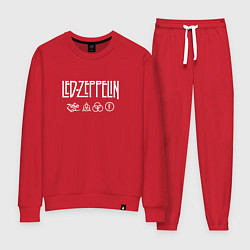 Костюм хлопковый женский Led Zeppelin символы, цвет: красный