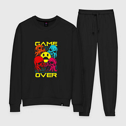 Костюм хлопковый женский Game over inscription, цвет: черный