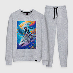 Костюм хлопковый женский Cyber shark - ocean and space - art, цвет: меланж