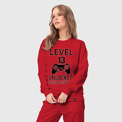 Костюм хлопковый женский Level 13 unlocked, цвет: красный — фото 2