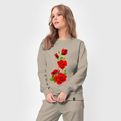 Костюм хлопковый женский Прекрасная Серафима - букет из роз, цвет: миндальный — фото 2