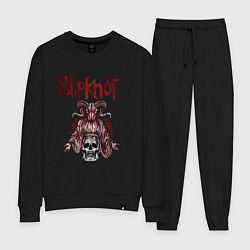 Костюм хлопковый женский Slipknot рогатый череп, цвет: черный