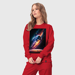 Костюм хлопковый женский Астронавт в космосе, цвет: красный — фото 2