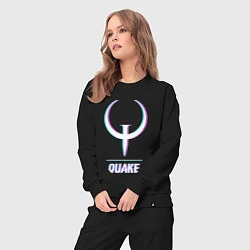 Костюм хлопковый женский Quake в стиле glitch и баги графики, цвет: черный — фото 2