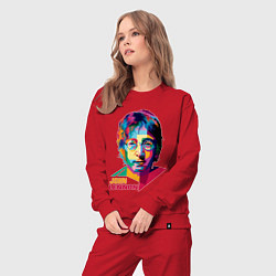 Костюм хлопковый женский John Lennon картина абстракция, цвет: красный — фото 2