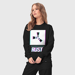 Костюм хлопковый женский Rust в стиле glitch и баги графики, цвет: черный — фото 2