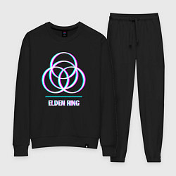 Костюм хлопковый женский Elden Ring в стиле glitch и баги графики, цвет: черный