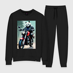 Костюм хлопковый женский Panda - cool biker, цвет: черный