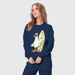 Костюм хлопковый женский Гусь серфингист в очках, цвет: тёмно-синий — фото 2