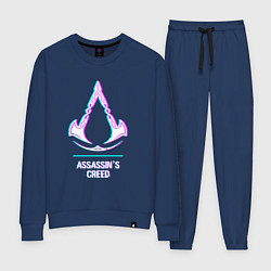 Костюм хлопковый женский Assassins Creed в стиле glitch и баги графики, цвет: тёмно-синий
