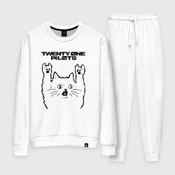 Костюм хлопковый женский Twenty One Pilots - rock cat, цвет: белый