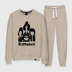 Костюм хлопковый женский Ramones панк рок группа, цвет: миндальный