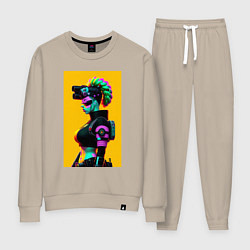 Костюм хлопковый женский Мардж Симпсон - киберпанк, цвет: миндальный