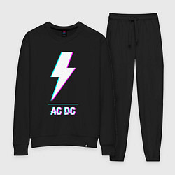 Костюм хлопковый женский AC DC glitch rock, цвет: черный