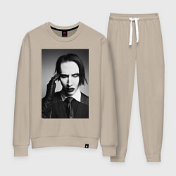 Костюм хлопковый женский Marilyn Manson looks at you, цвет: миндальный