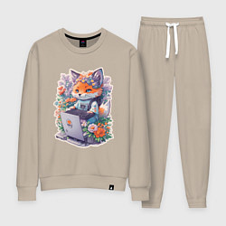 Женский костюм Лиса геймер за компьютером