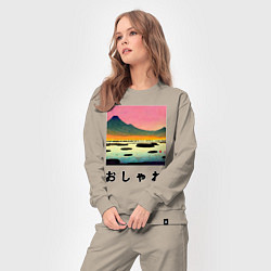 Костюм хлопковый женский MoMo - Горное озеро в японском стиле, цвет: миндальный — фото 2