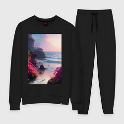 Костюм хлопковый женский Вечер в бухте, цвет: черный