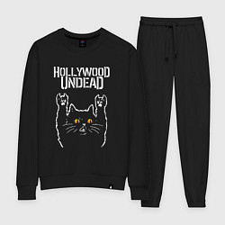 Костюм хлопковый женский Hollywood Undead rock cat, цвет: черный