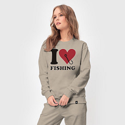 Костюм хлопковый женский I love fishing, цвет: миндальный — фото 2