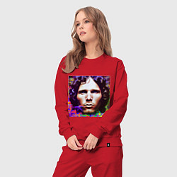 Костюм хлопковый женский Jim Morrison Glitch 25 Digital Art, цвет: красный — фото 2