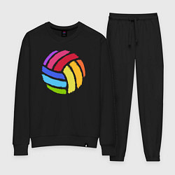 Костюм хлопковый женский Rainbow volleyball, цвет: черный