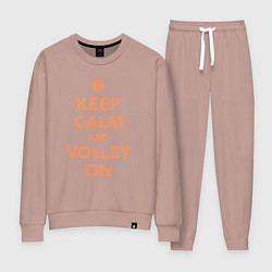 Костюм хлопковый женский Keep calm and volley on, цвет: пыльно-розовый