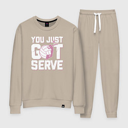 Костюм хлопковый женский Just got serve, цвет: миндальный