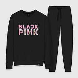 Костюм хлопковый женский Blackpink logo Jisoo Lisa Jennie Rose, цвет: черный