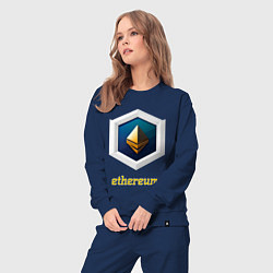 Костюм хлопковый женский Логотип Ethereum, цвет: тёмно-синий — фото 2