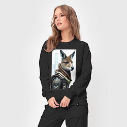 Костюм хлопковый женский Cool kangaroo - cyberpunk - neural network, цвет: черный — фото 2