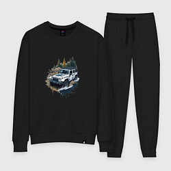 Костюм хлопковый женский На джипе по России, цвет: черный