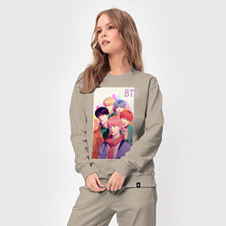 Костюм хлопковый женский Kpop BTS art, цвет: миндальный — фото 2