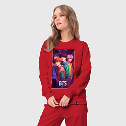 Костюм хлопковый женский BTS anime kpop style, цвет: красный — фото 2