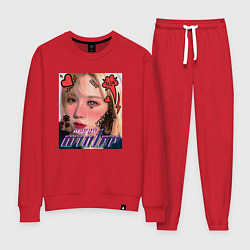 Костюм хлопковый женский Winter арт - Aespa, цвет: красный