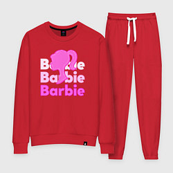 Костюм хлопковый женский Логотип Барби объемный, цвет: красный