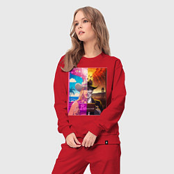 Костюм хлопковый женский Барби Оппенгеймер, цвет: красный — фото 2