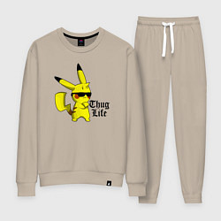 Костюм хлопковый женский Pika thug life, цвет: миндальный