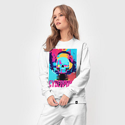 Костюм хлопковый женский Cool skull - cyberpunk - pop art, цвет: белый — фото 2